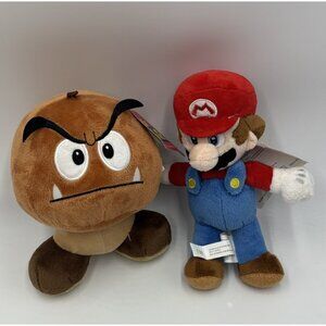 2016 Good Stuff Super Mario & Goomba Mushroom Plush Stuffed Toy Lot With Tag